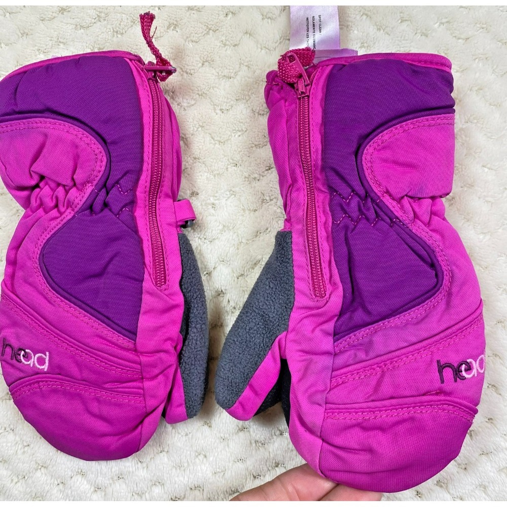 HEAD Girls Jr Ski Mittens Insulated Purple Pink XS Childs Age 2-4 Outlast